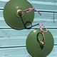 Pair of vintage hanging in green emailled tole 24 cm E14 sleeve