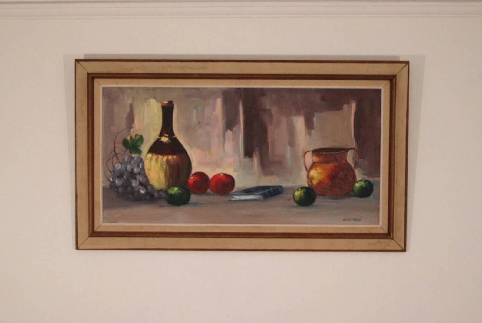 Nature morte au vin et aux fruits par E.W. Freu