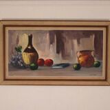 Nature morte au vin et aux fruits par E.W. Freu