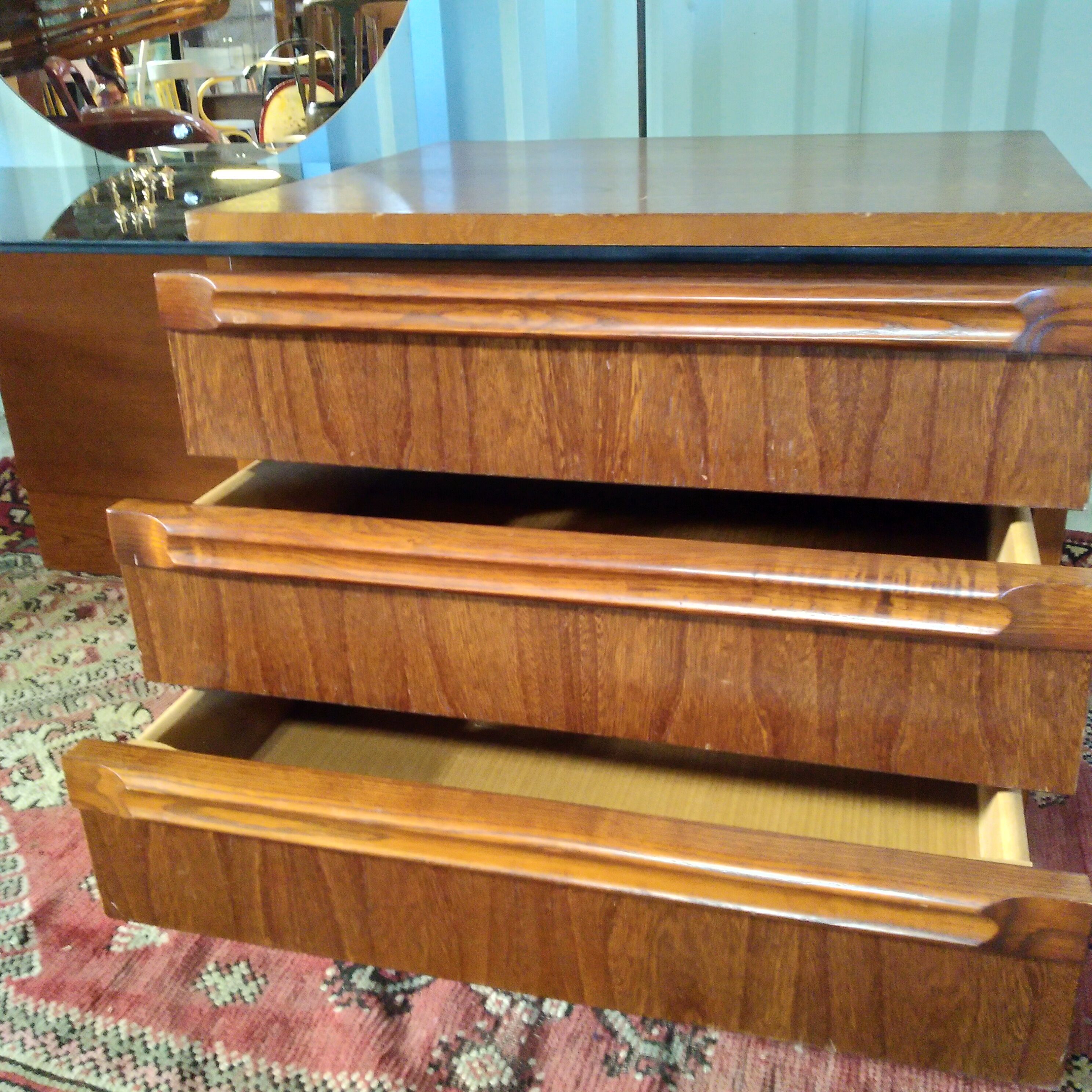 Wood and glass dressing table 1970