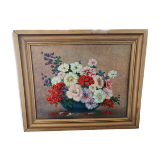 Still life with flowers by P. Montagnac