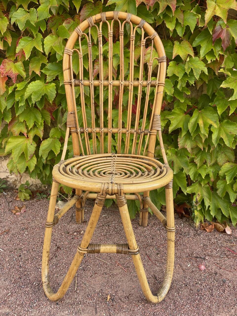 Series of 4 rattan chairs from the 60s