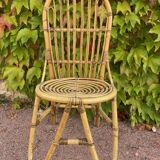 Series of 4 rattan chairs from the 60s