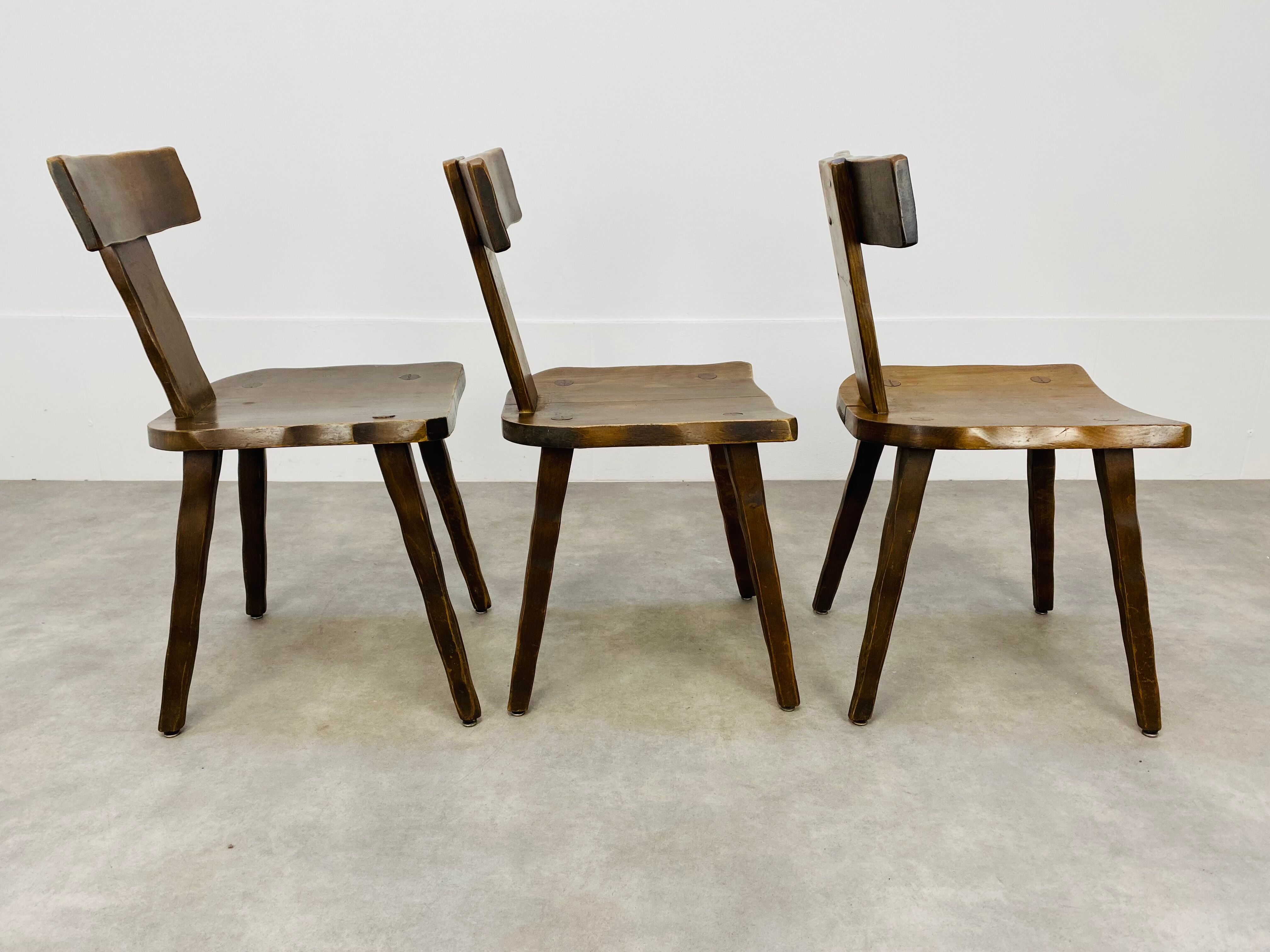 3 T chairs brutalists solid wood