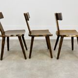 3 T chairs brutalists solid wood