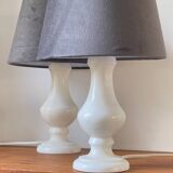 Pair of Vintage Alabaster Stone Lamps