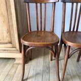 Set of 5 baumann bistro chairs in bent wood stamped xxth