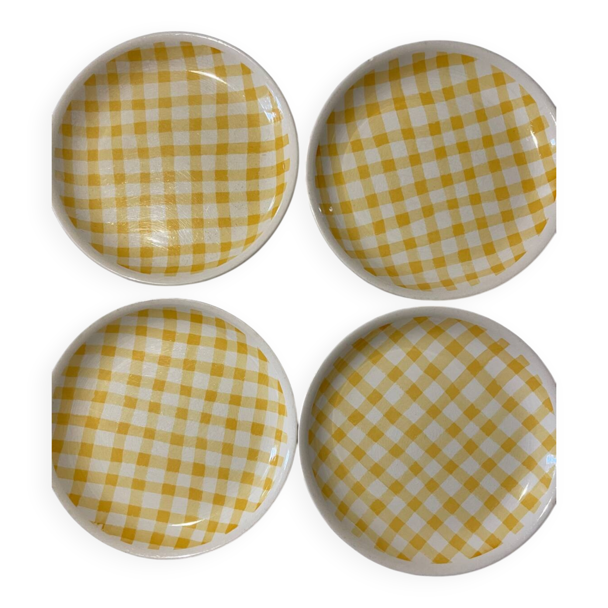 Set of 4 vintage Biltons plates – yellow checkered pattern – 26 cm
