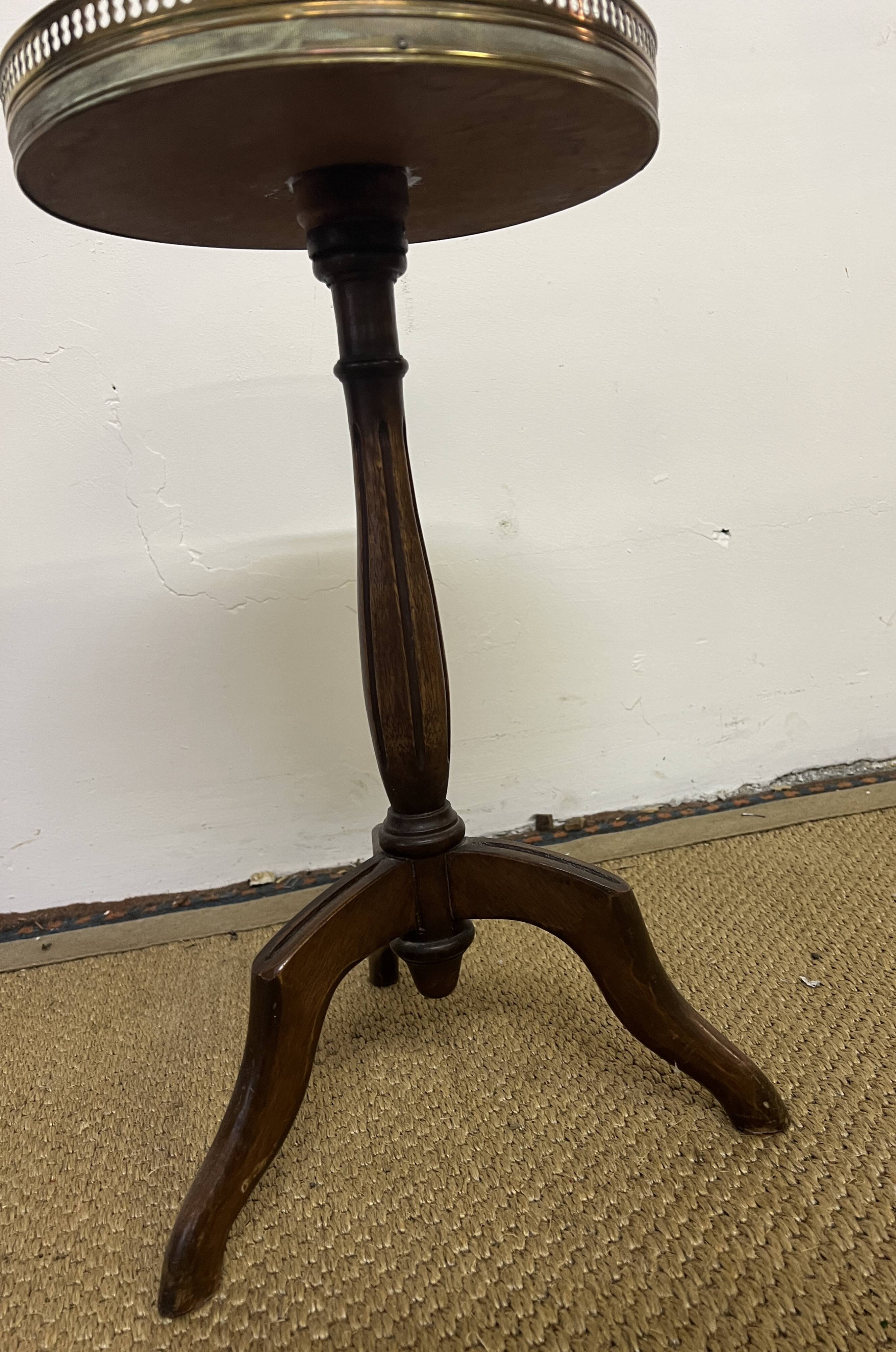 Louis XVI style tripod pedestal table in mahogany and marble