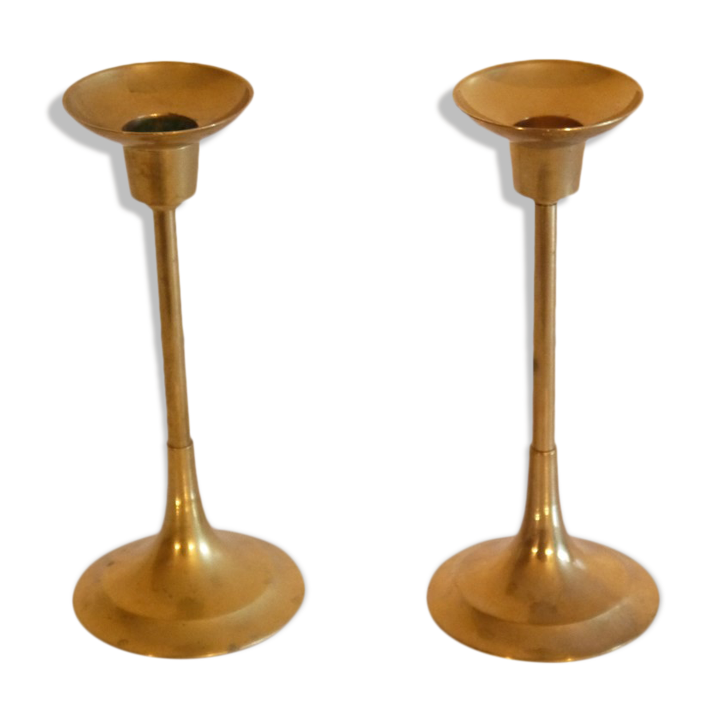 Pair of vintage Scandinavian brass candle holders