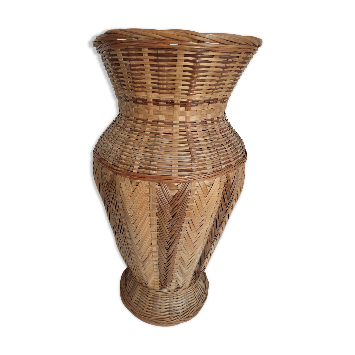 large braided bamboo vase