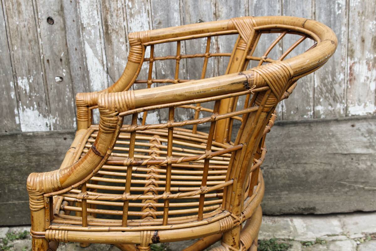Paire de fauteuils en rotin, made in Italy