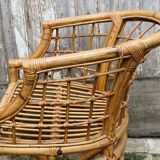 Pair of rattan armchairs, made in Italy