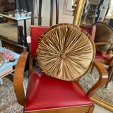 Round cushion in bronze velvet