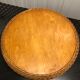 Round coffee table in rattan and varnished wood around 1960