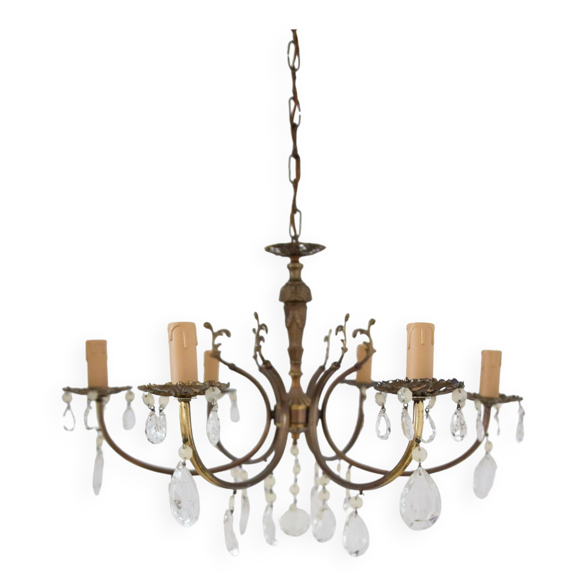 Six-light crystal chandelier