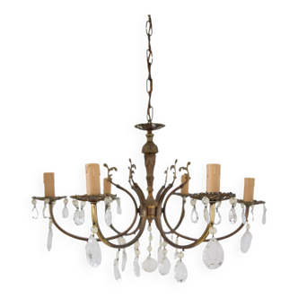 Six-light crystal chandelier