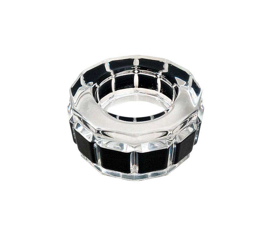 Art Deco candlestick, illegible signature – dodecagonal shape in glass