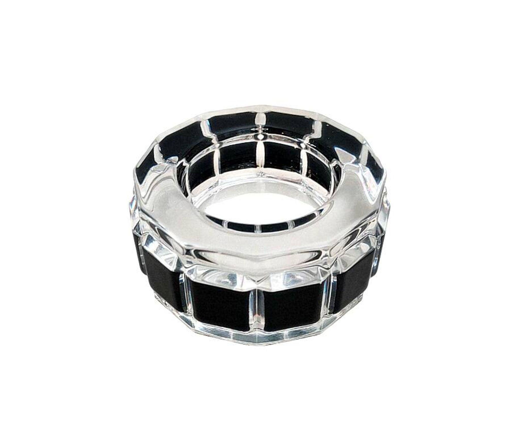 Art Deco candlestick, illegible signature – dodecagonal shape in glass