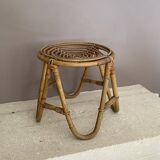 Tabouret vintage en rotin arqué. 1970.