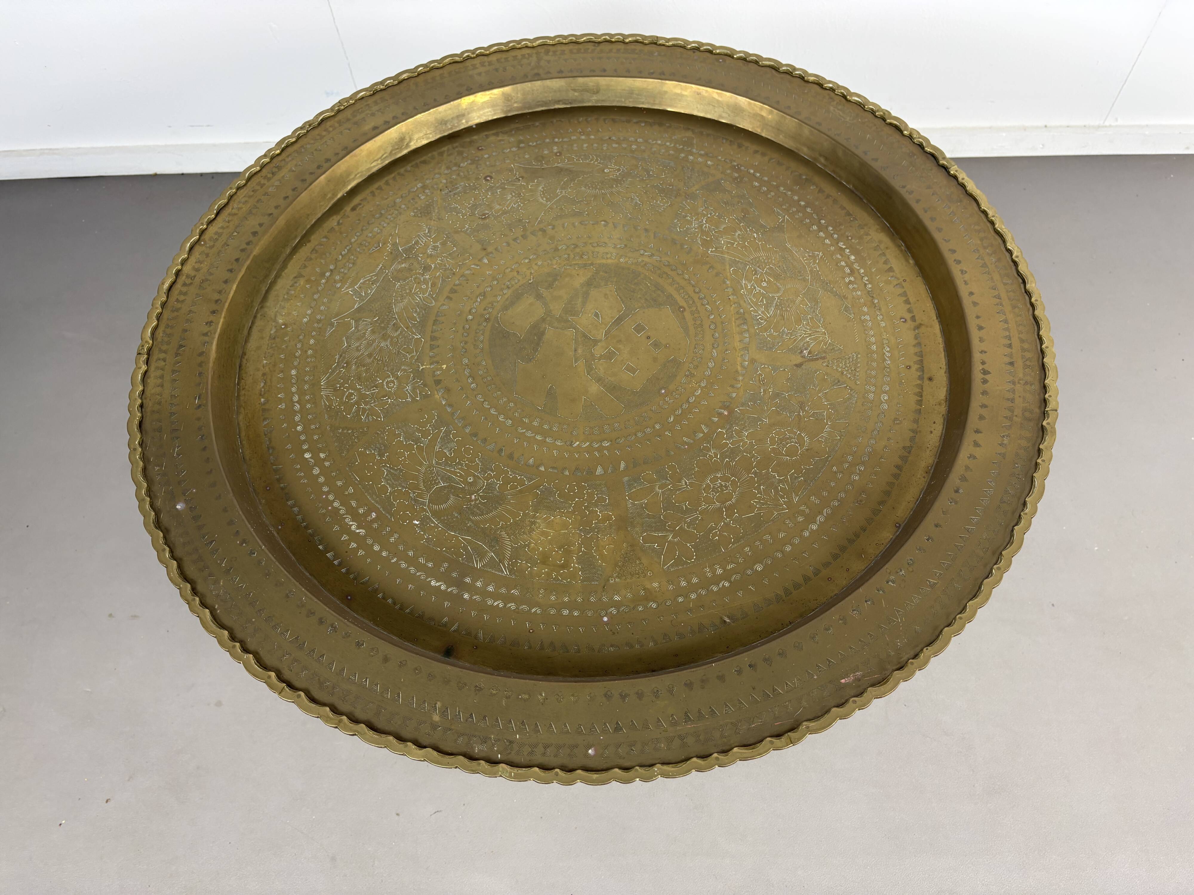 Spider Base Coffee Table with Brass Tray Top