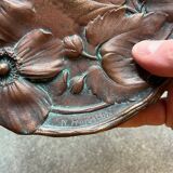Ancienne coupe vide poche art nouveau en bronze signée