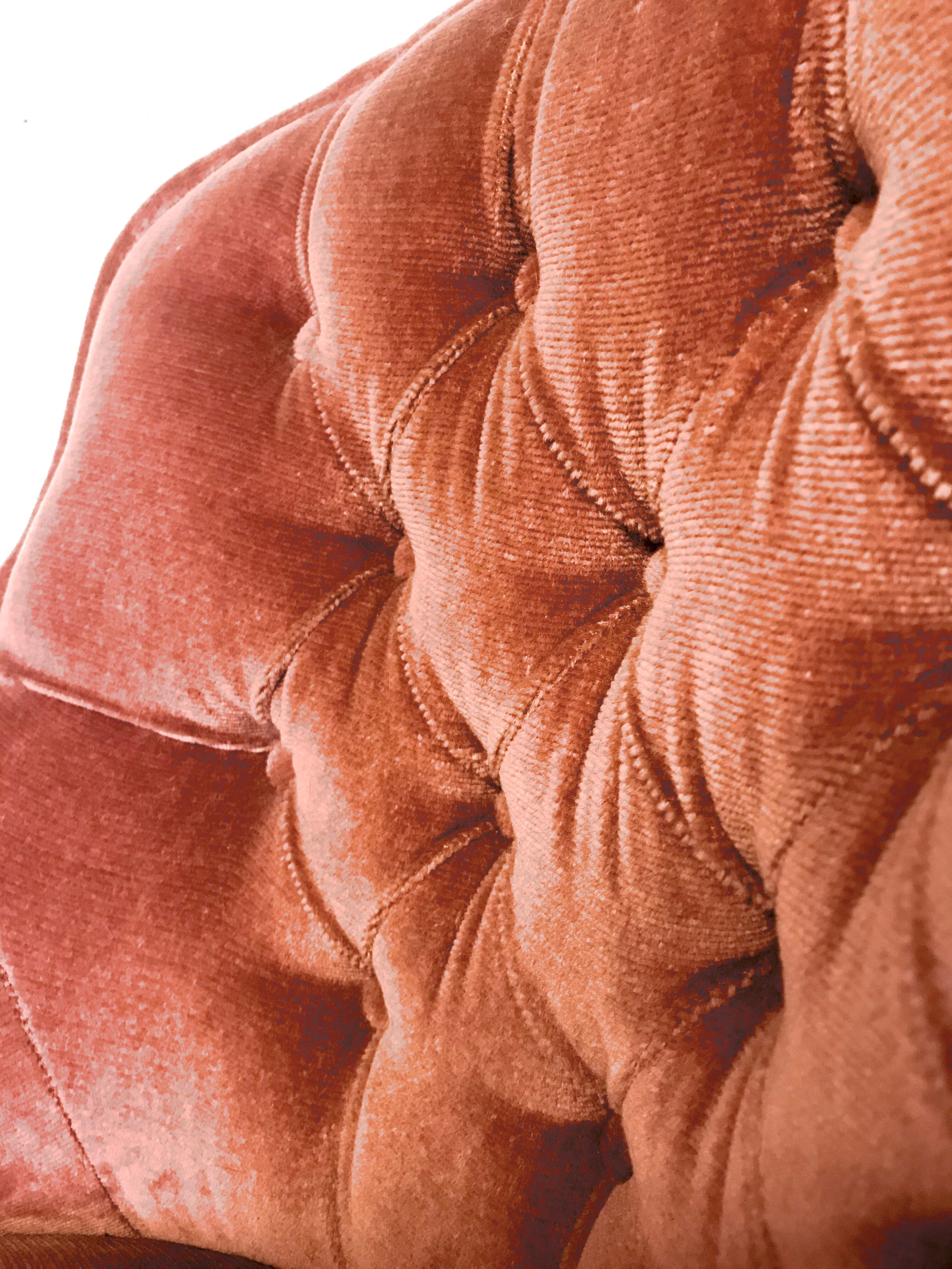 Pink velvet toad armchair