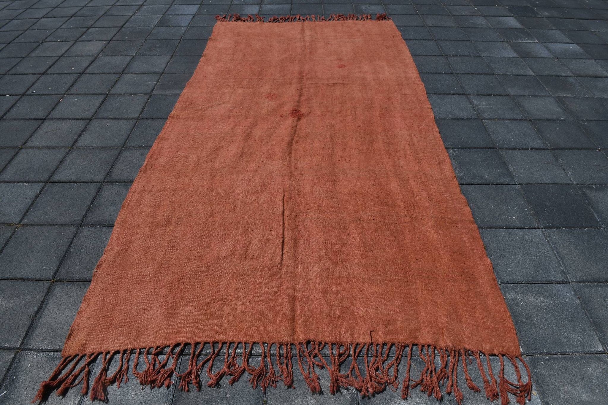5x10 Burnt Orange Designer Vintage Oushak Kilim Rug, 164x305 Cm