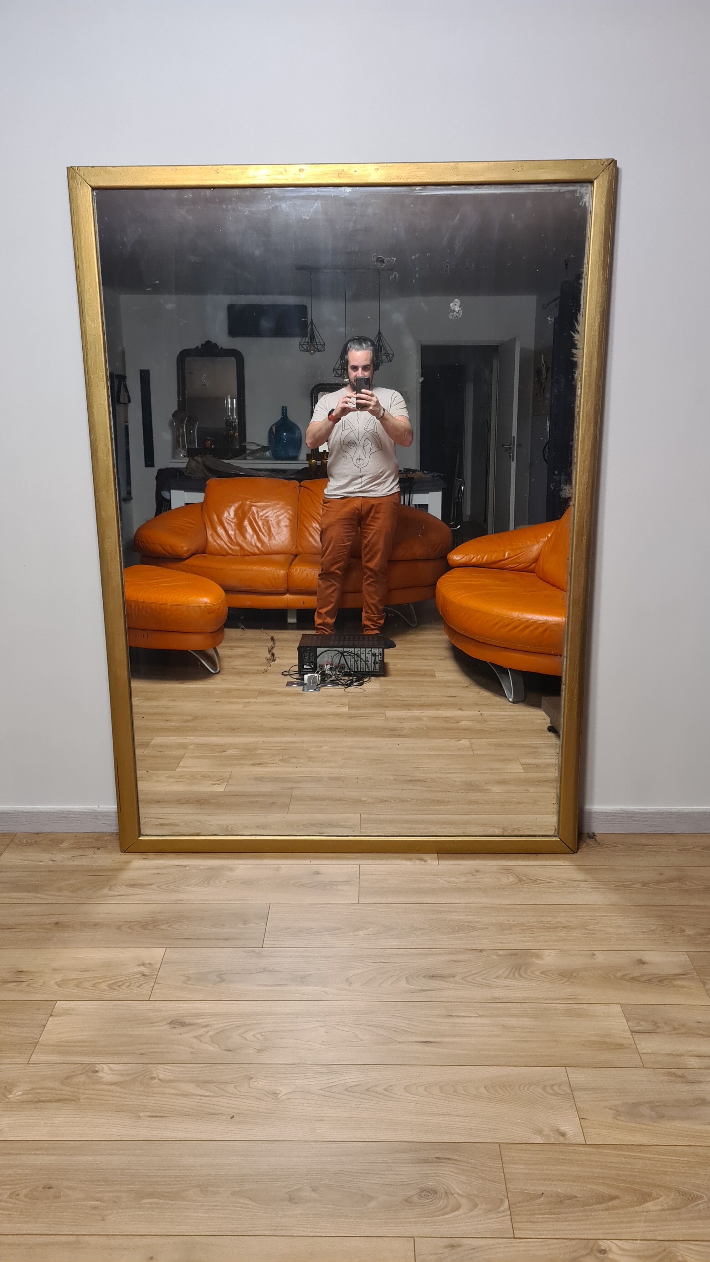Miroir XIXème doré 182 x 132 cm