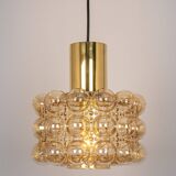 Large amber bubble glass pendant by Helena Tynell for Limburg, Germany, 1970s.