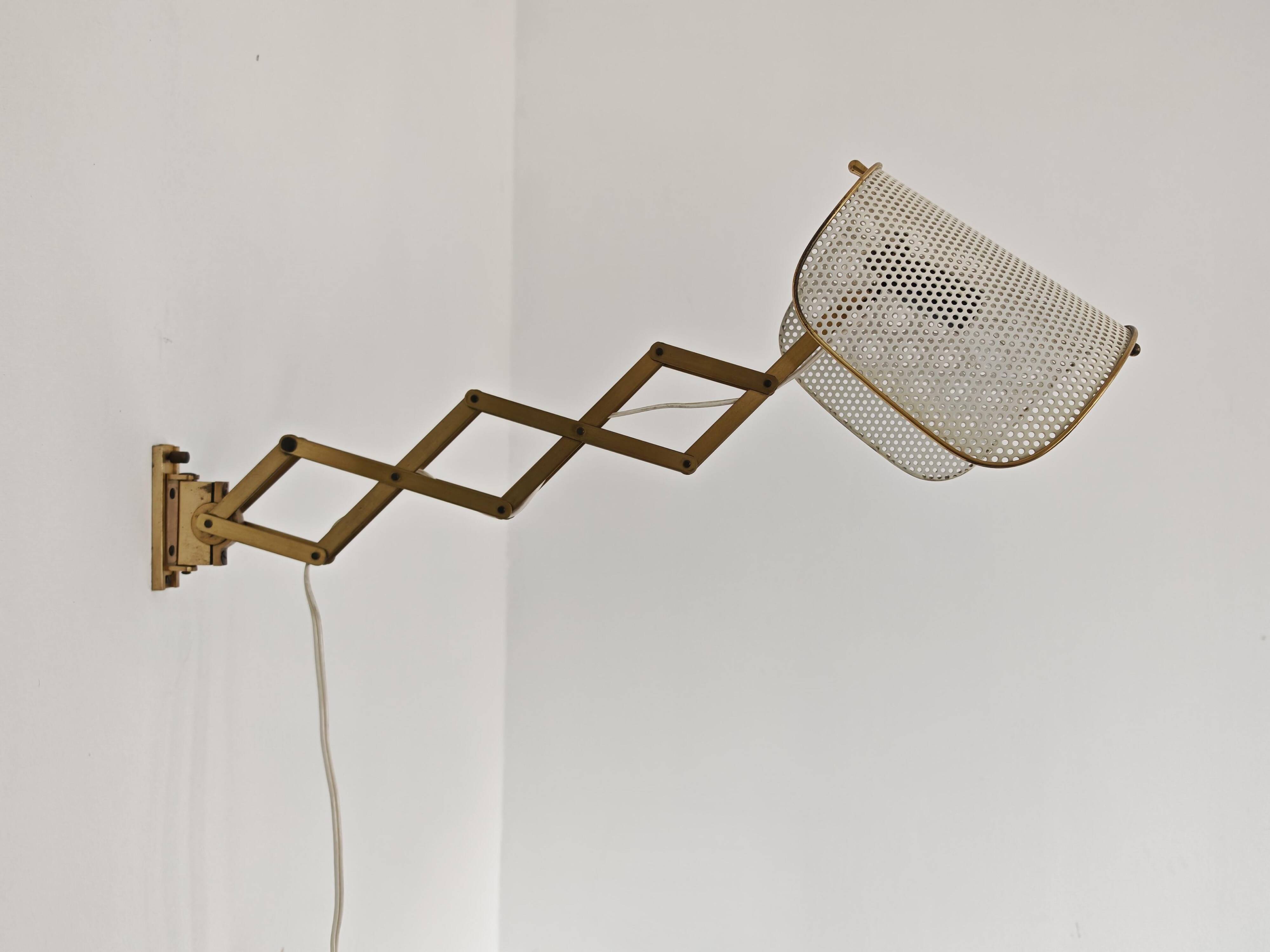 Pair of adjustable scissor wall lamps Mid Century Modern by Alfred Müller for AMBA