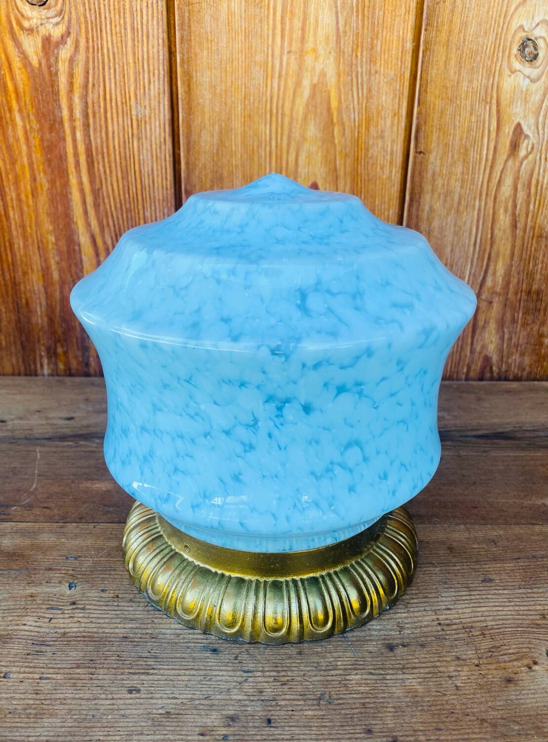 Antique Art Deco blue Clichy glass ceiling light