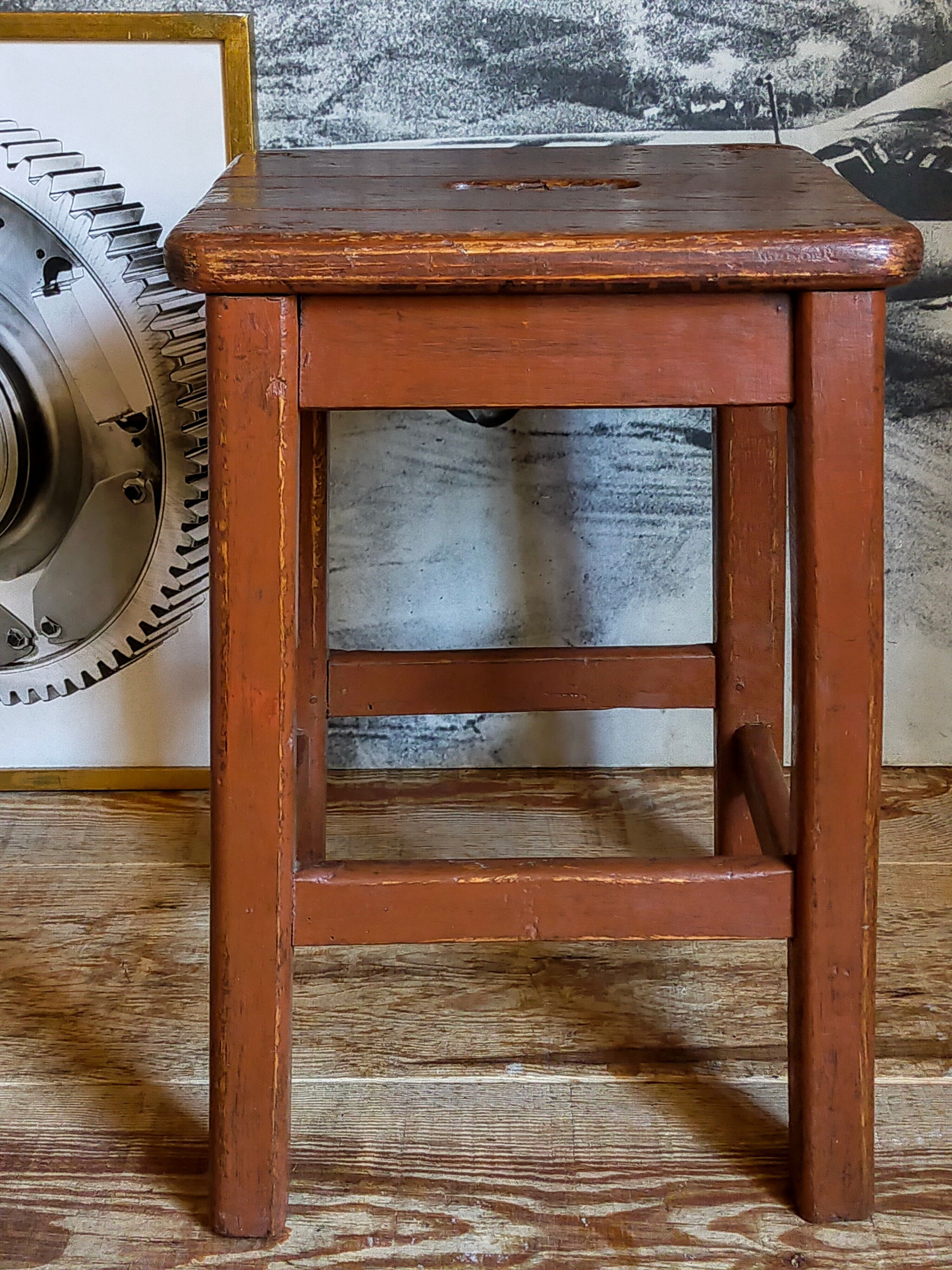 Workshop stool in old solid wood