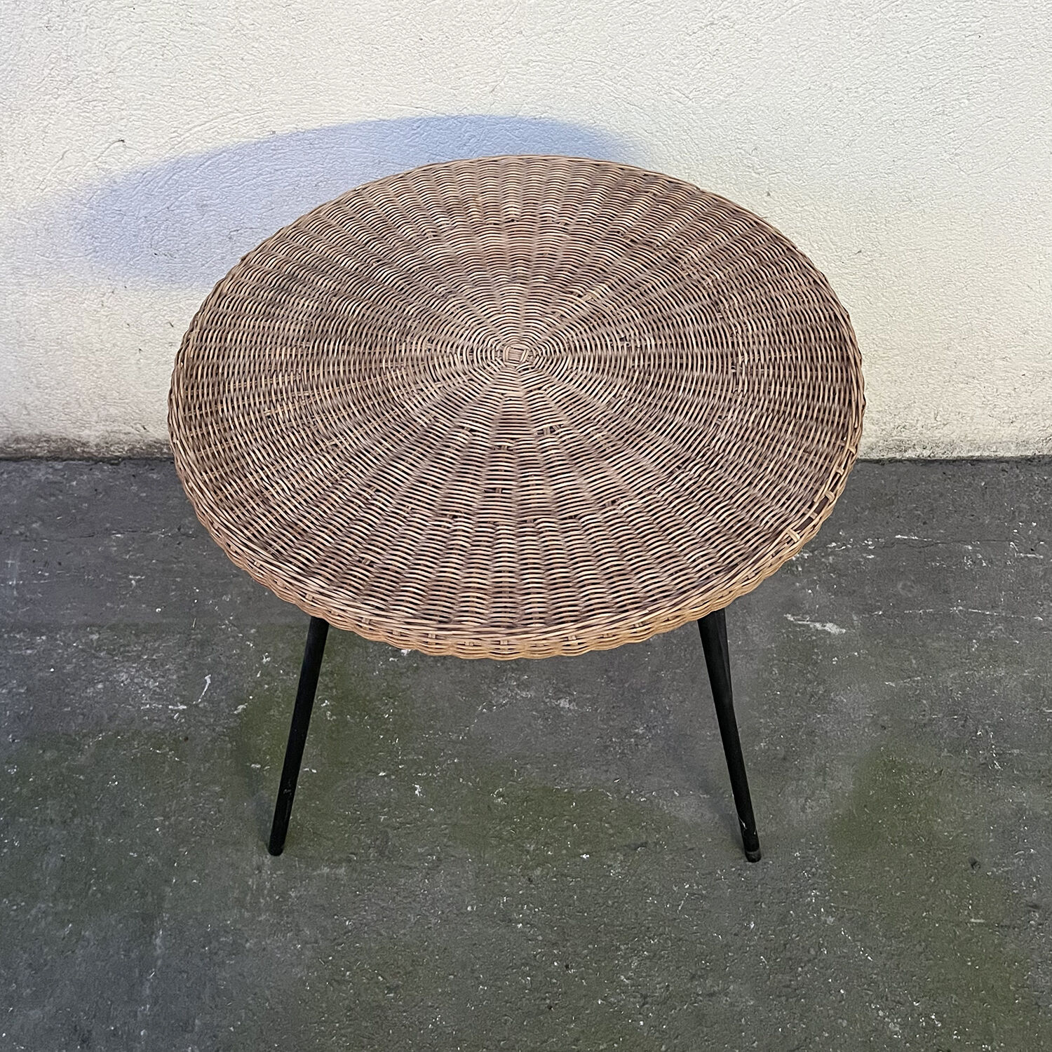 Vintage wicker side table from the 60s