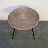 Vintage wicker side table from the 60s