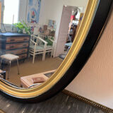 Vintage oval mirror wood black and gold