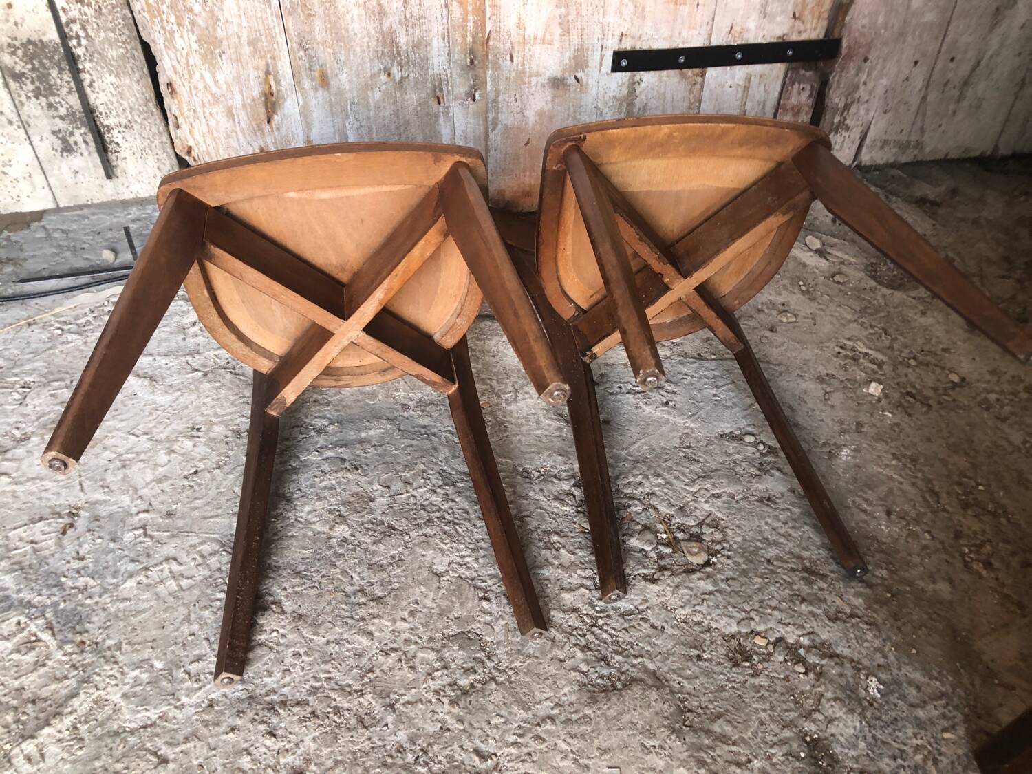 Pair of vintage 60s wooden bistro chairs