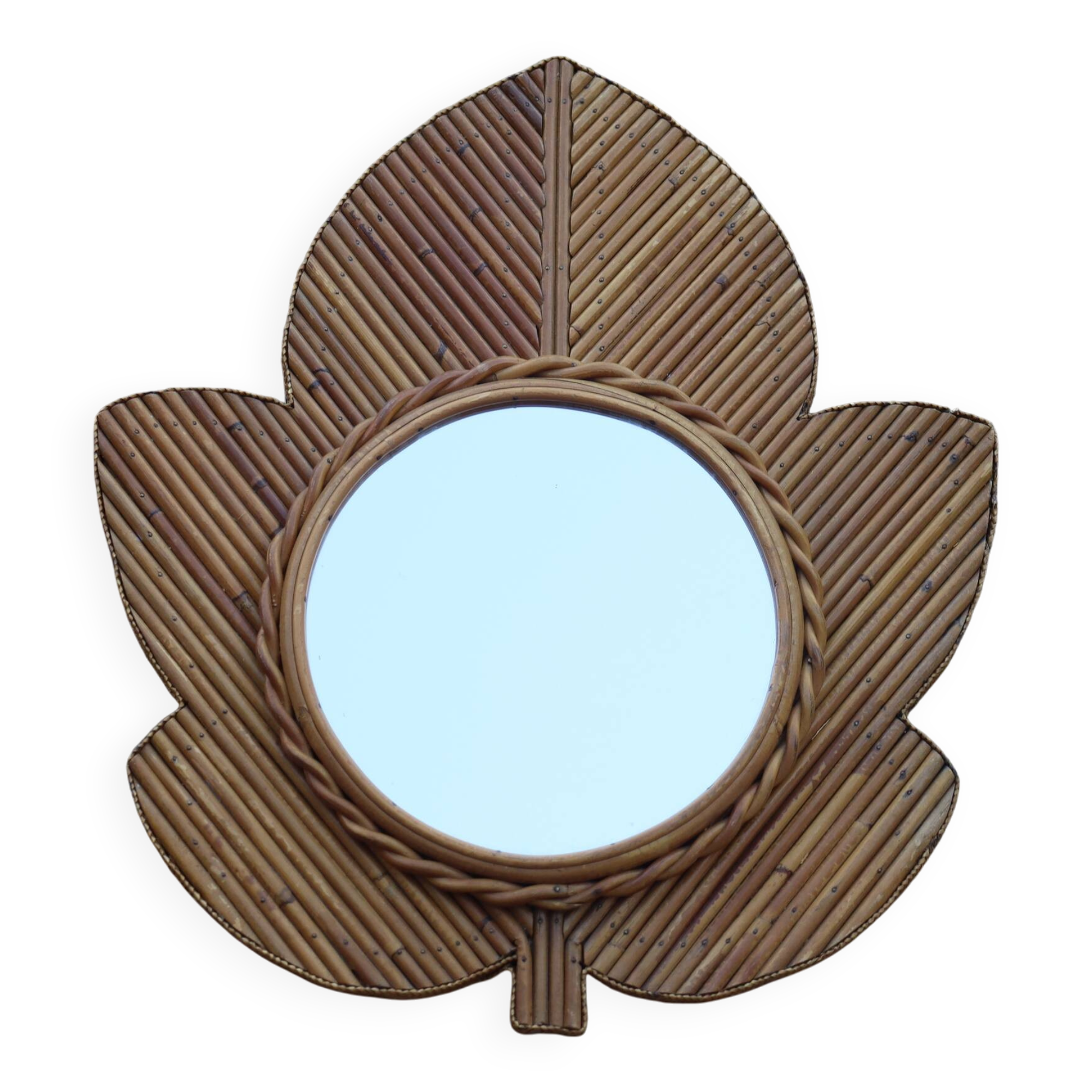 Rattan Mirror by VivaÏ Del Sud Italy 1970