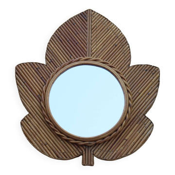 Miroir en rotin par Vivaï del Sud, Italie 1970