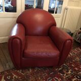 Red leather club armchair