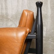 c. 1970 - Pair of lounge chairs in lacquered beech and cognac leather - France
