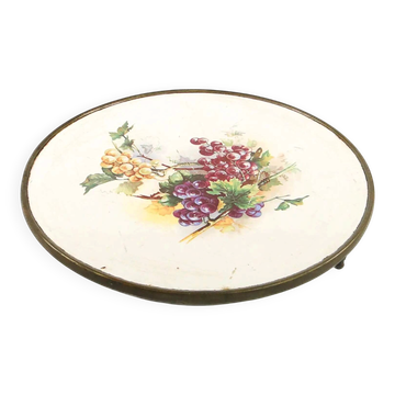 Plateau Art nouveau, laiton argenté, porcelaine blanche, Autriche, début du 20e siècle