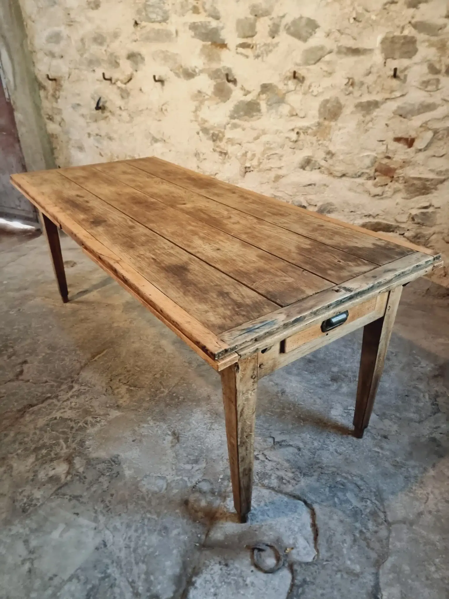 19th Century French Farmhouse Table in Chestnut Wood, Extendable to 365cm, Rustic Dining or Work Table