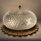Old ceiling lamp gold metal and globe glass decor of diamond tips limburg