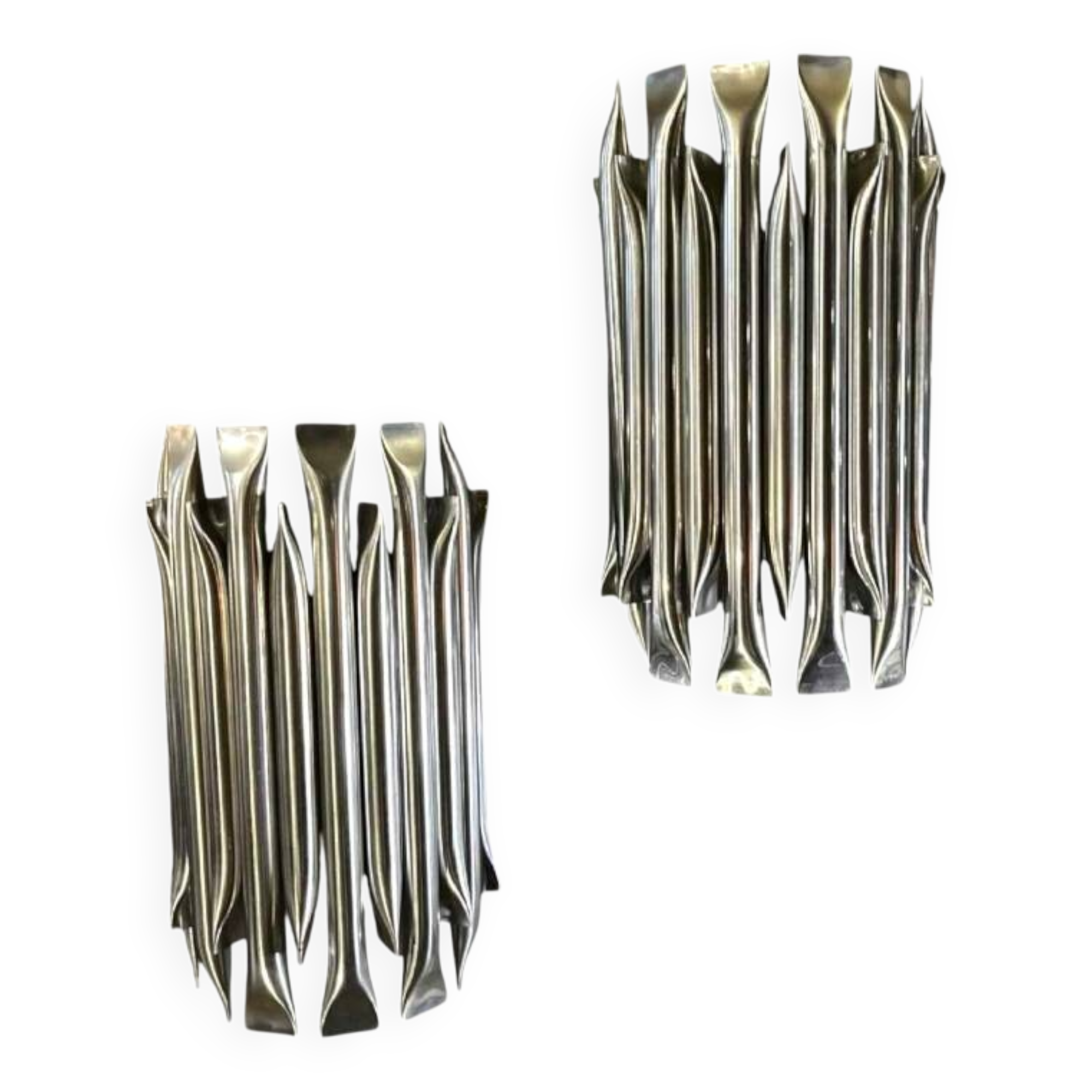 Raak 'concorde' paire d'appliques murales, type 'tubes d'orgue' en aluminium brossé, ca 1970