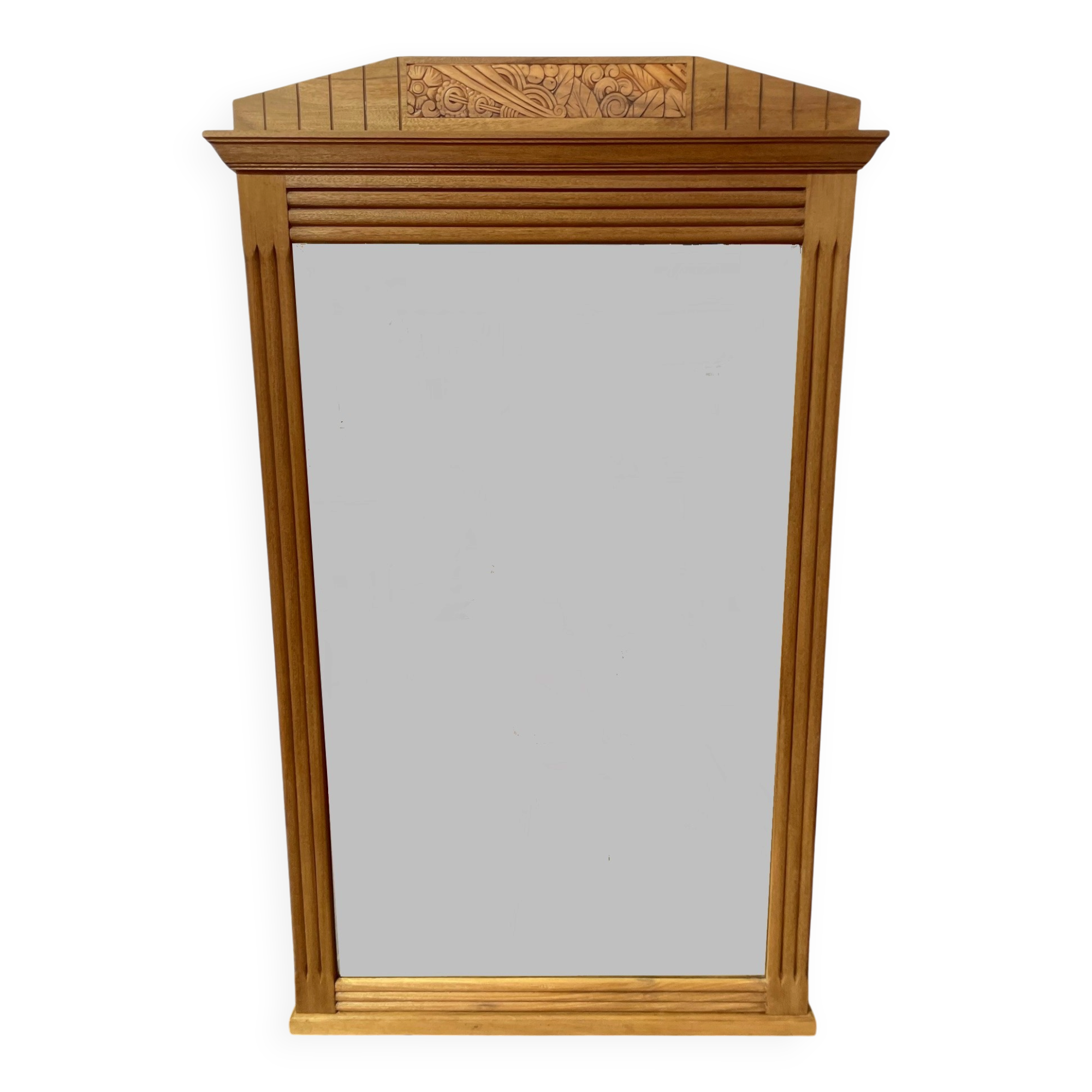 Bevelled oak Art Deco mirror 133x80