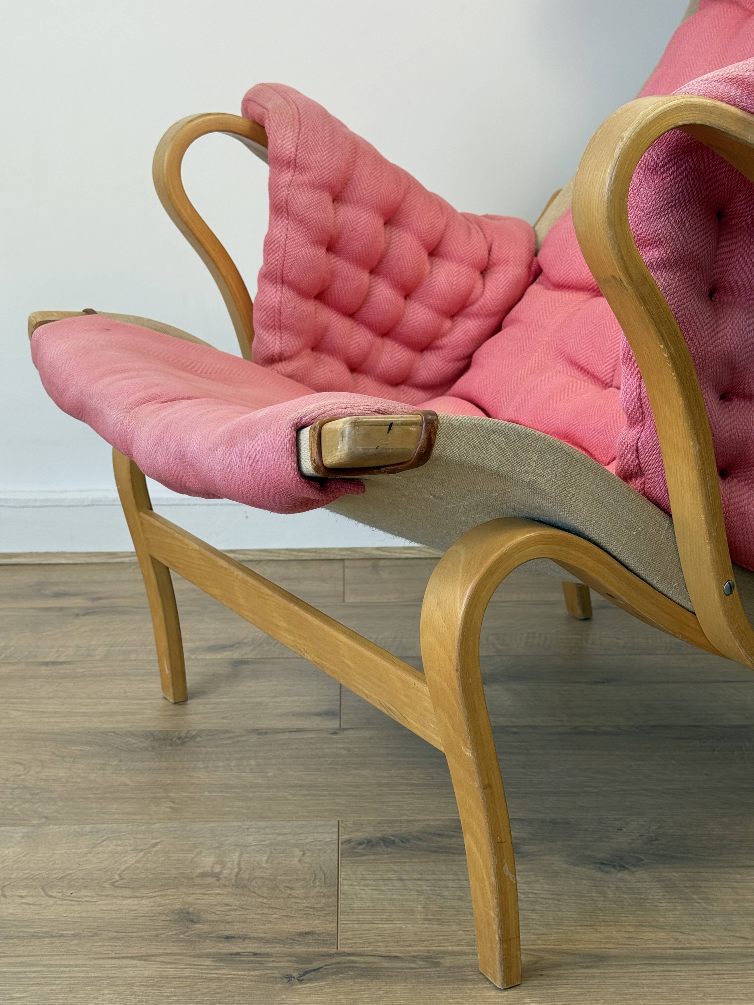 Pernilla Armchair by Bruno Mathsson for DUX – Pink Upholstery, 1970s–1980s