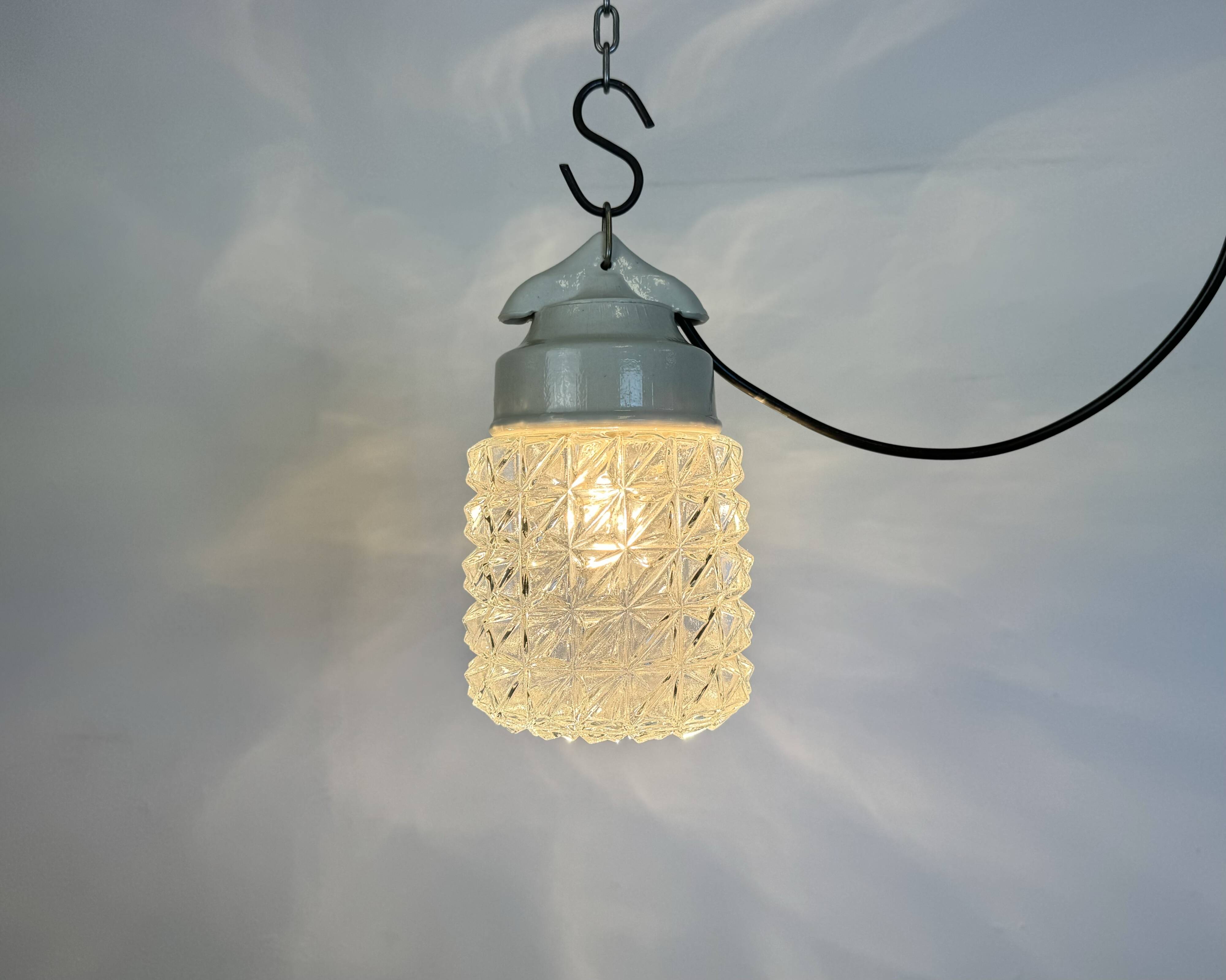 Vintage White Porcelain Pendant Light, 1970s