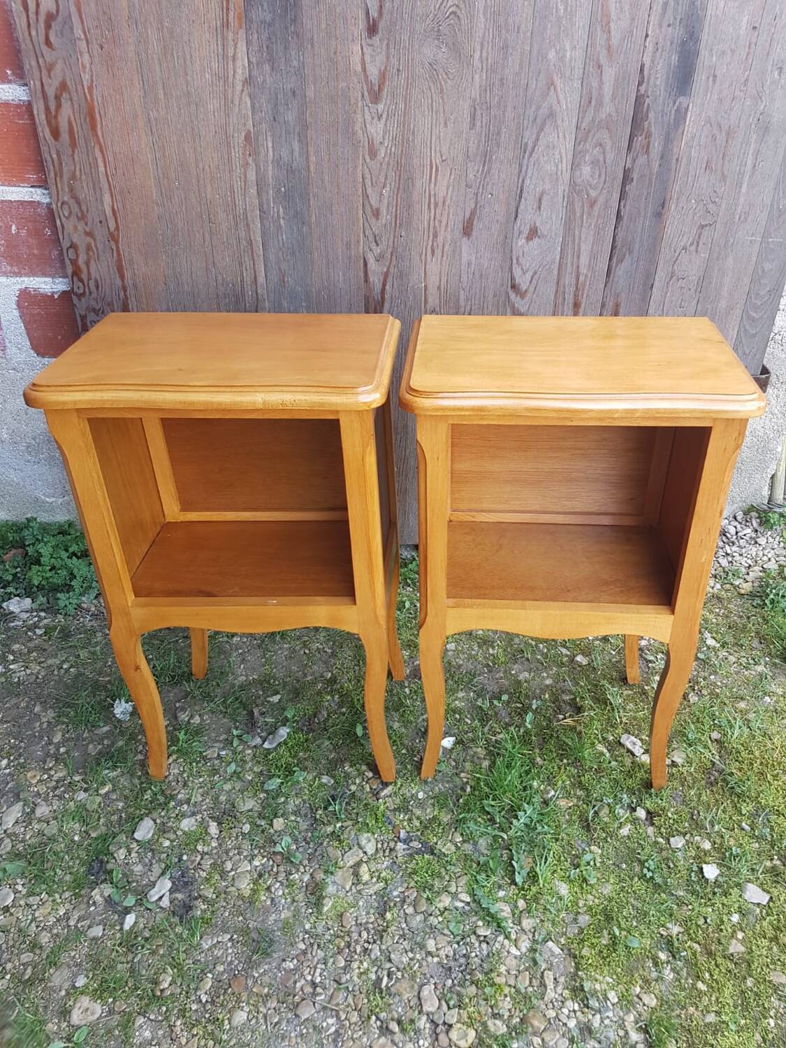Pair of bedside nightstands with vintage wooden case
