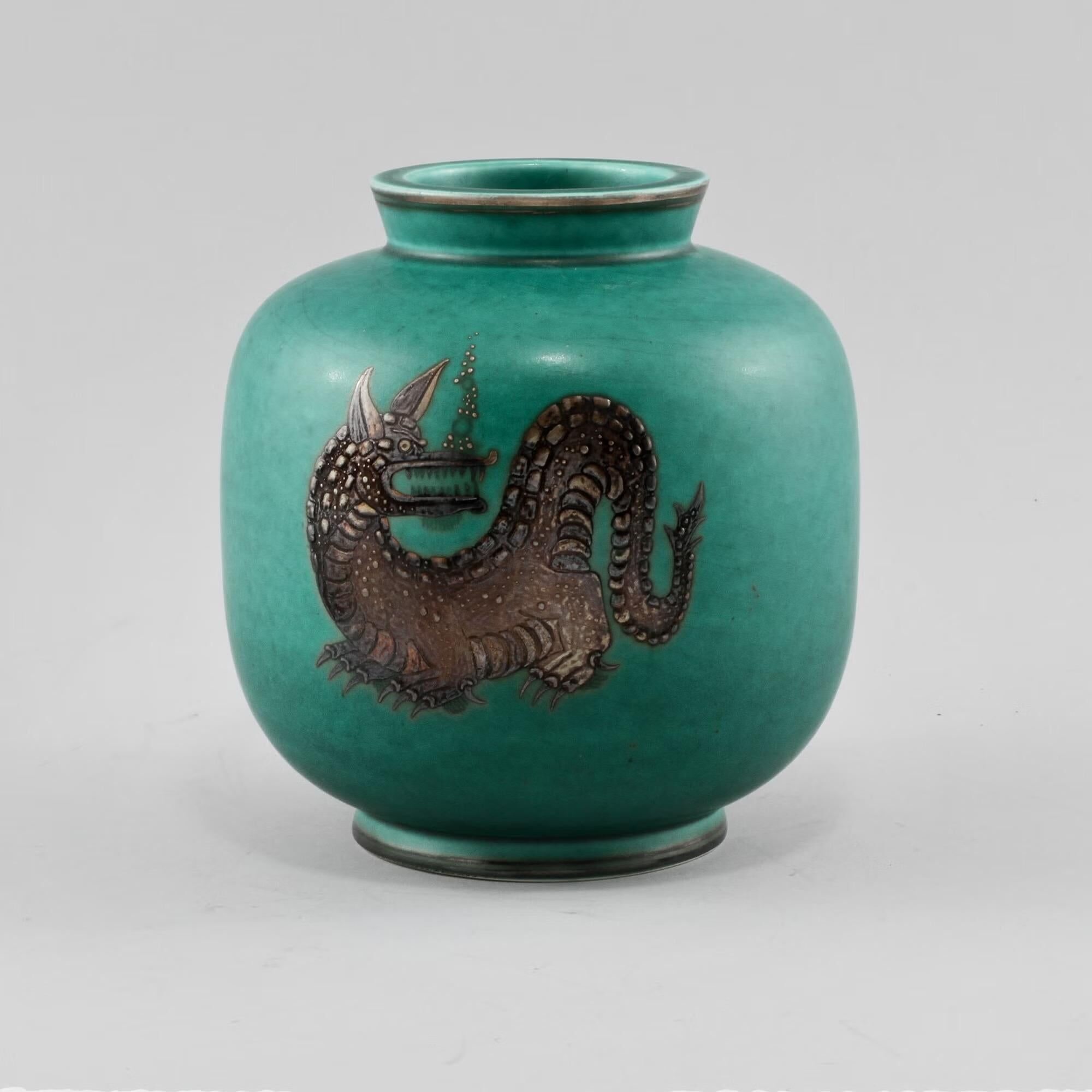 Vase wilhelm kage in ceramic "argenta" gustavsberg sweden 1950s marked